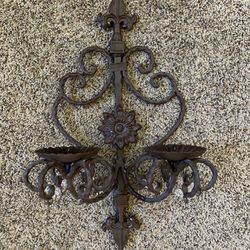Wrought Iron Wall Candle Holder - 11”X19”