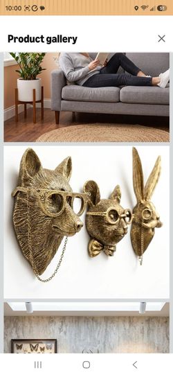 Yenisyea 5-Piece Vintage Gold Animal Head Wall Decor, 3D Sculpture Set
Vintage gold 3D animal accents add character