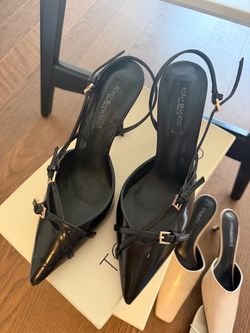 Tony Bianco Black Slingback Heels (like miumiu)
