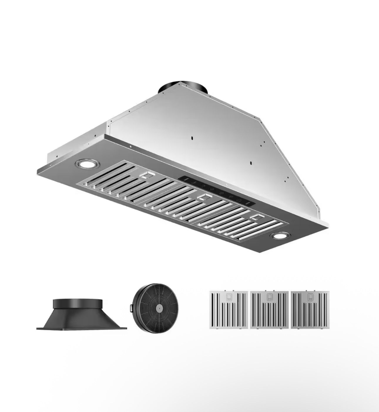 36 in. 900 CFM Convertible Ducted to Ductless Insert Range Hood in Stainless Steel with 3-Speed and LED Lights