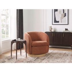 Swivel Accent Chair Brown Chenille fabric, Natural base, New Especial price