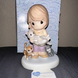 EXT Rare 2009 Enesco Precious Moments FELINE THE LOVE Cats Girl Figurine HTF