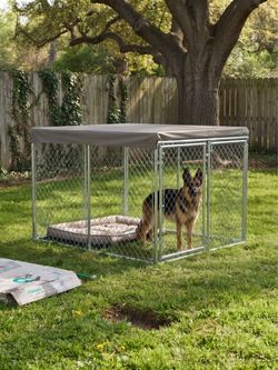 MidWest K9 Outdoor Chain Link Dog Kennel 6'L x 4'W x 4'H (NEW Unassembled with Cover)