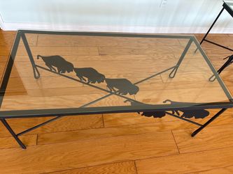 Glass and iron black Buffalo coffee and side table