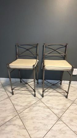 Pier 1 Medici Pewter Wrought Iron Counter Bar Stools