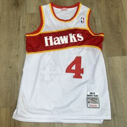 Mitchell & Ness 86-87 Large Atlanta Hawks Spud Webb #4 Home Team Jersey .