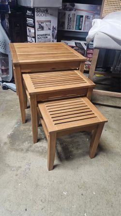 3pc teak nesting table