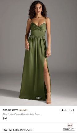 Stretch Satin Bridesmaid Dress Olive Green Azazie A10