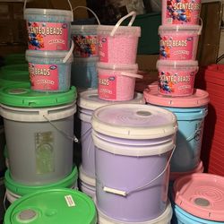 We have laundry soap, dish soap, Suavitel Zote at $35 for 5 gallons, and scented beads for $30 for 5 pounds.