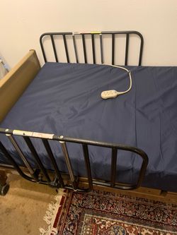 Electric Hospital Bed with Mattress and Guard Rails