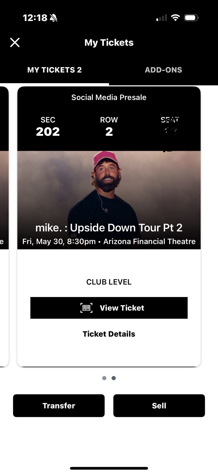 2 Mike. Upside Down Tour Tickets 5/30 W/parking