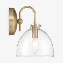Antique Brass Seeded Glass Dome Lawrence Wall Sconce Light