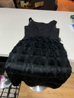 Vintage Black Fringe Dress Size Small Zipper Works Fine Fringe All In Good Condition What A Find