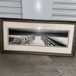 Art - Silver/blk Frame BIk & White Photo Bridge To The Ocean
