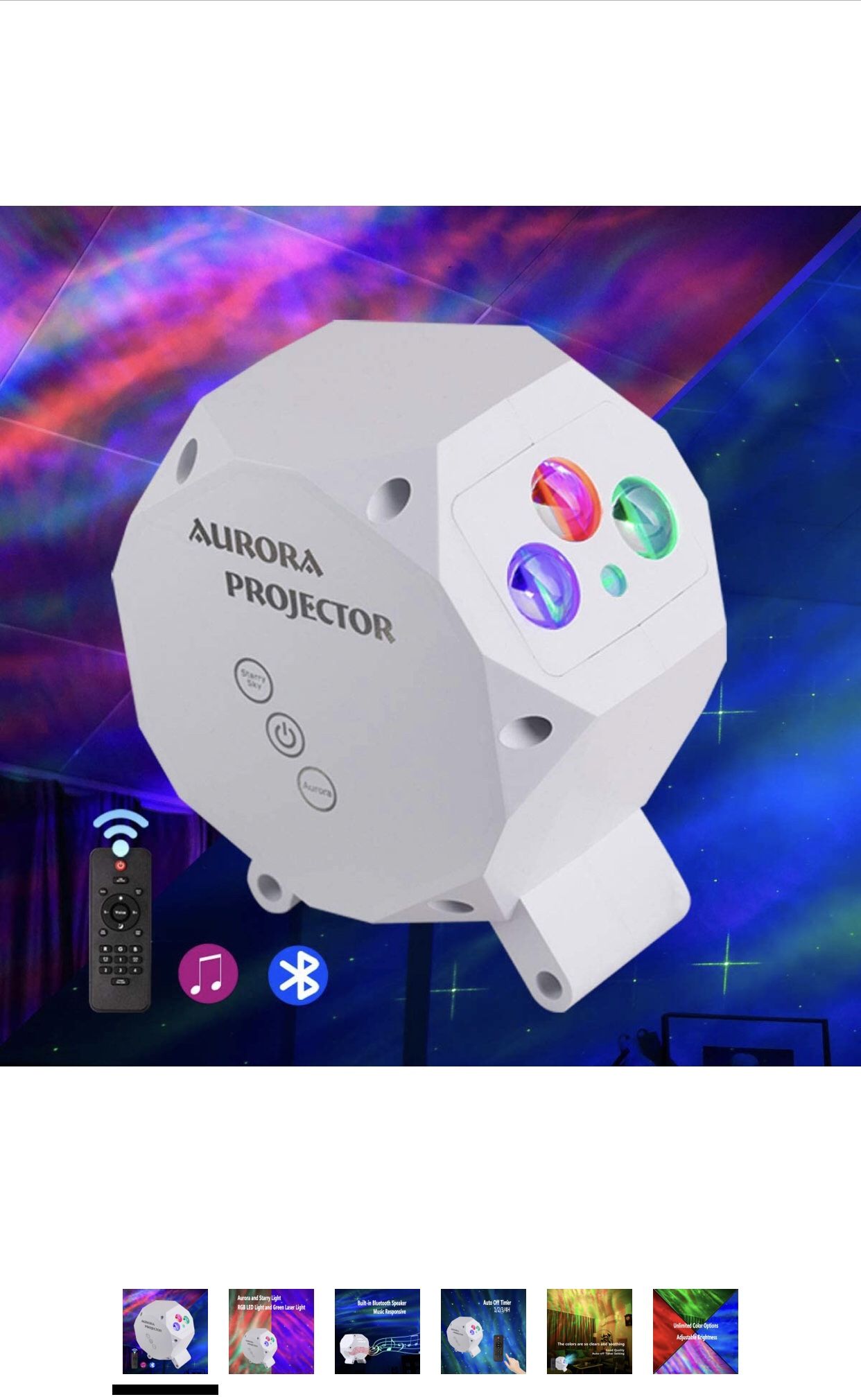 Star Projector Night Light Laser Aurora Lighting with Built-in Bluetooth Speaker and Remote LED Nebula Cloud Galaxy lamp for Game Room Home Theater Mo