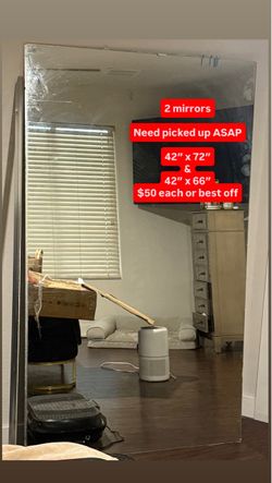 2 large bathroom / gym mirrors - need out ASAP