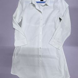 Norma Kamali White New Belted Shirt Dress SZ M