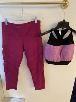 Purple Sports bars & Mid-Rise Mesh-Panel Crops: Sz:M-L