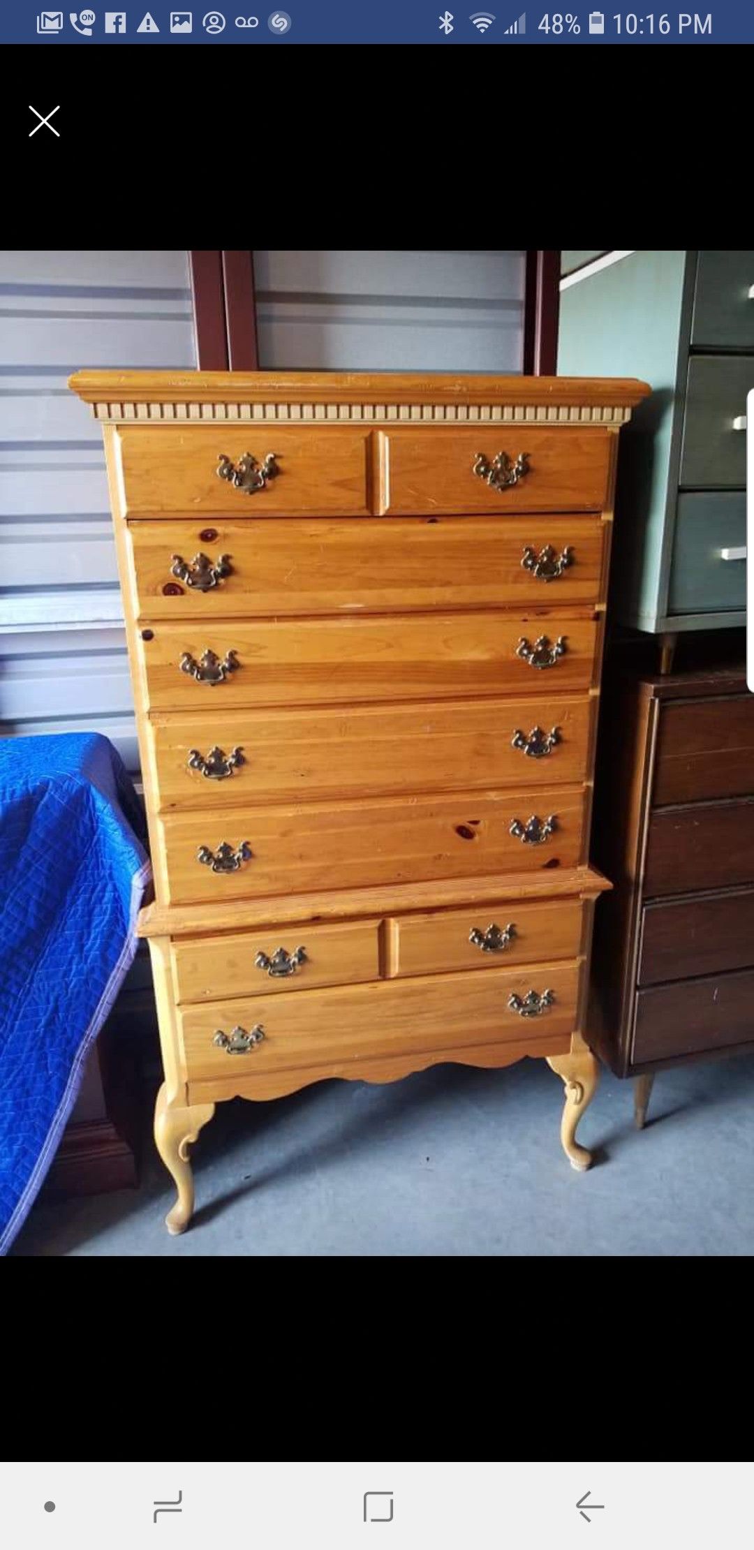 Tall boy all wood chest with dove tailed drawers