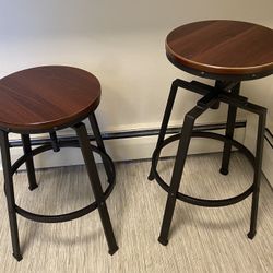 Lewiston Adjustable Swivel Industrial Barstool - Set of 2 