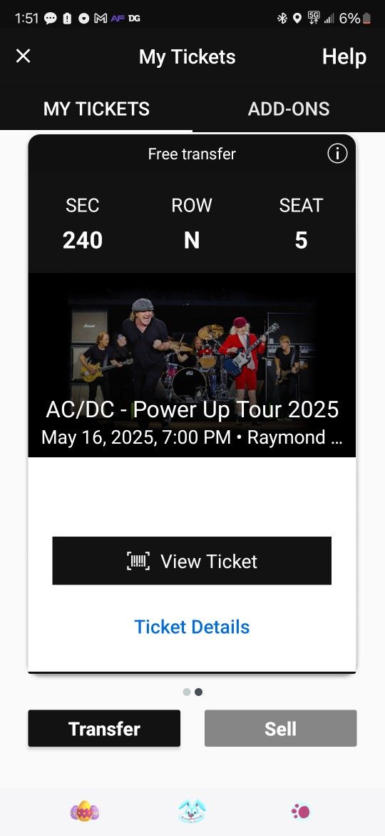 AC/DC Tickets (2) For MAY 16th