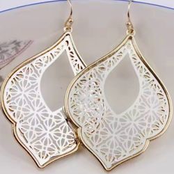 Silver Gold Filigree Teardrop Dangle Statement earrings
