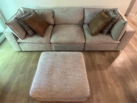 Grey Modular Couch (3 Piece) with Ottoman