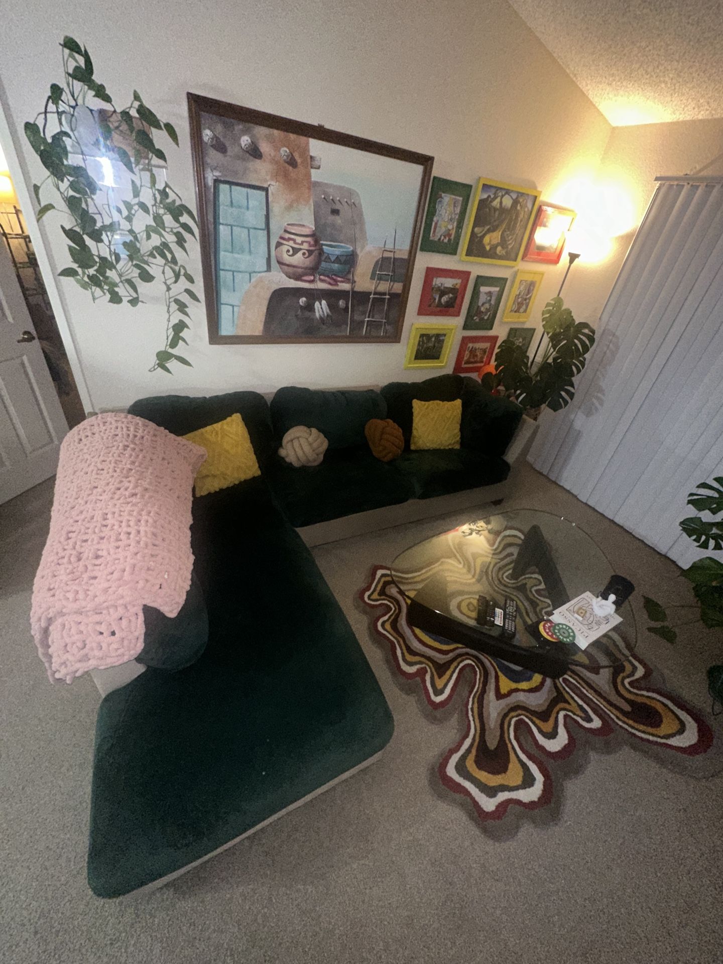 Sectional Couch With Green Velvet Pillow Covers