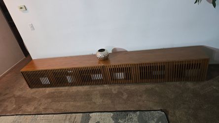 Aeolus 118" Mid-Century Modern Wood Slatted TV Stand