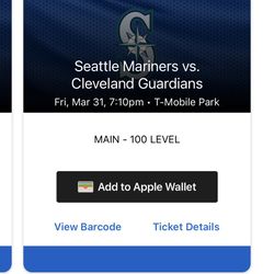 Mariners Single Ticket 3/31/23 