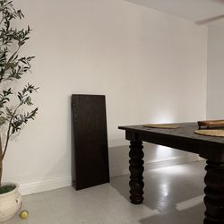 Dark Solid Wood Dining Table  W/extension 