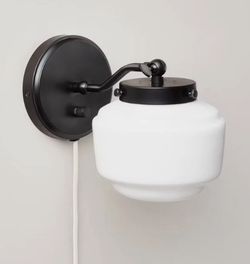 Brand New Hearth & Hand with Magnolia Milk Glass Solid Wall Sconce Black/White