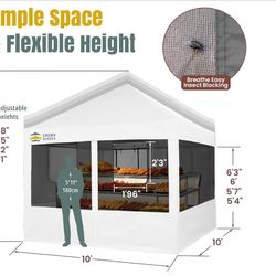 CROWN SHADES 10x10 Pop Up Canopy Tent with 4 Mosquito Netting