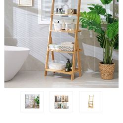 4 Tier Bamboo Ladder Bookshelf Or Storage Or Plant Stand