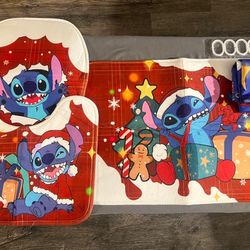 Stitch 4-Piece Christmas Theme Bathroom Set (New)