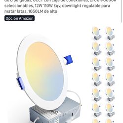 Ensenior Paquete de 16 luces LED empotrables ultrafinas de 6 pulgadas, 6CCT con caja de conexiones, 2700K-6000K seleccionables, 12W 110W Eqv, downligh