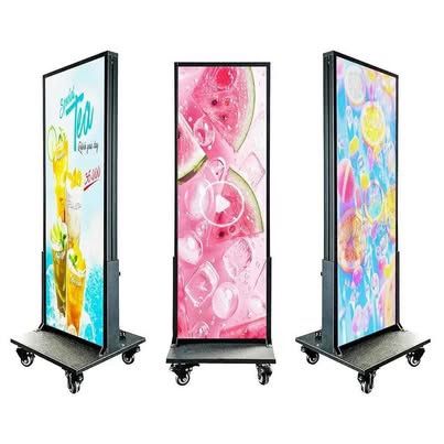P4 Outdoor Vertical Movable Poster Display Screen, 14"x39" WiFi+USB Control Programmable LED Sign