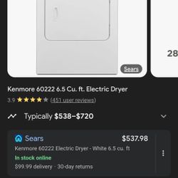 KENMORE 400 series electric dryer 