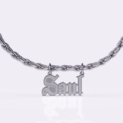 Fully Customizable Name Nacklace Pendant Name Plate Sterling Silver Gold