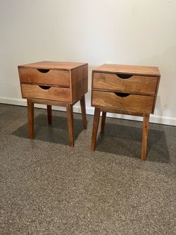 2 MCM side tables nightstands pair with drawers accent tables end tables 16w14d23h