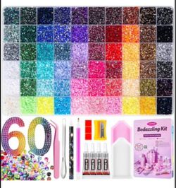 Bedazzling Kit 48000Pcs 60 Colors Resin Jelly Rhinestones, Multicolor 3mm Flatback Gems for Diamond Art, Bedazzler Kit with 4Pcs 10ml B7000 Jewelry Gl