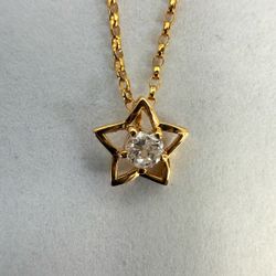 18K Gold & Diamond Star Necklace