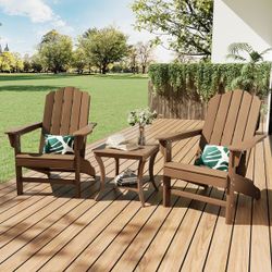 HDPE Adirondack Chair Set of 2, All-Weather Outdoor Patio Lounge Chair