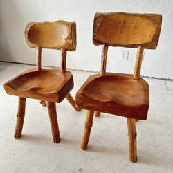 Vintage Hand carved Wood Chairs