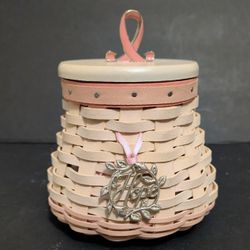 Longaberger Basket Breast Cancer Awareness AVON Gold Tone Pin Crochet Blanket
