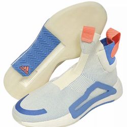 Adidas N3XT L3V3L Laceless Men's Basketball Shoes Cream White Blue Coral Sz 14.5 New without box