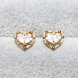 White Sapphire Heart Earrings 