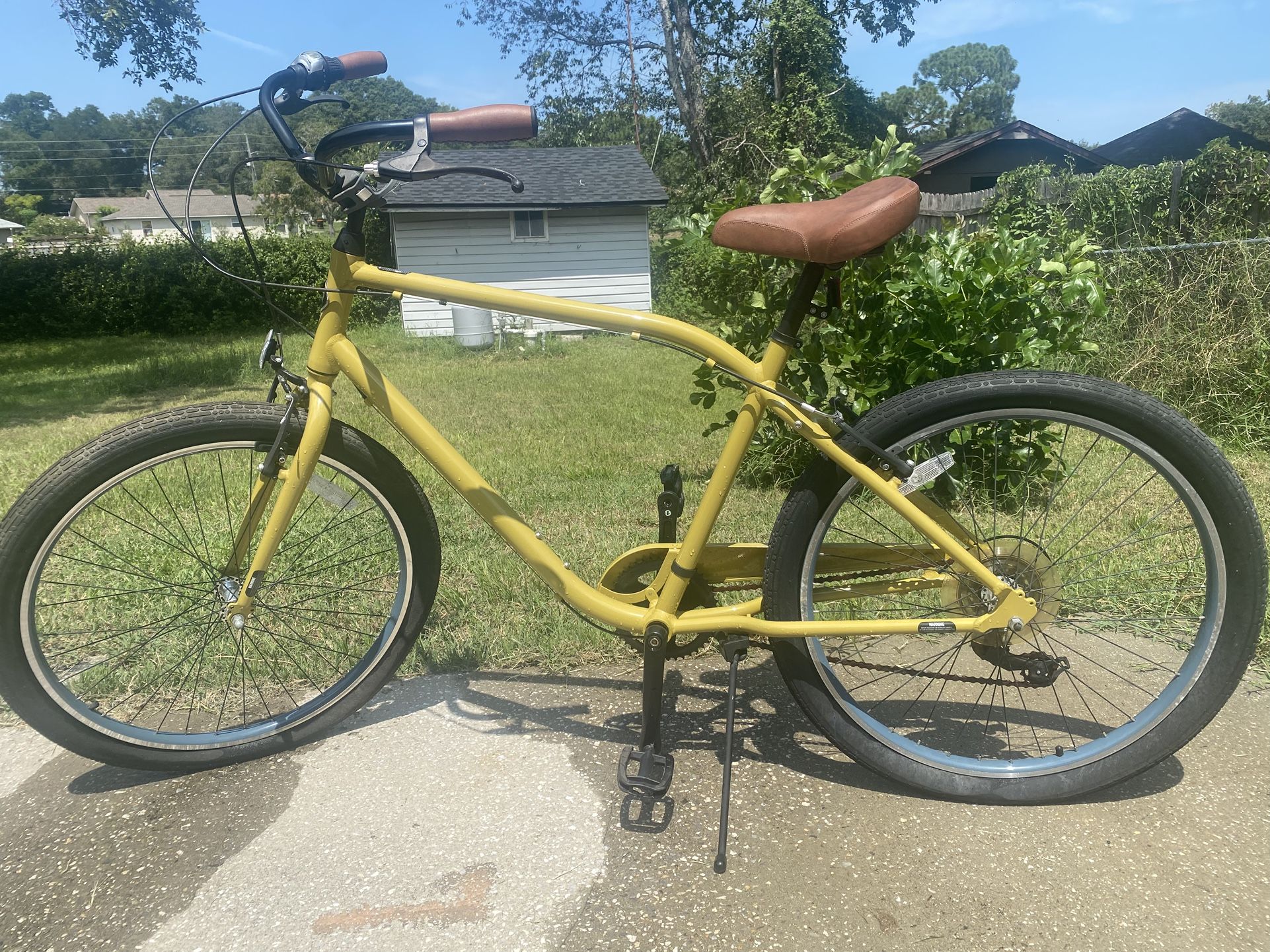 Shimano Basso Bicycle Mustard With Brown Leather Seat