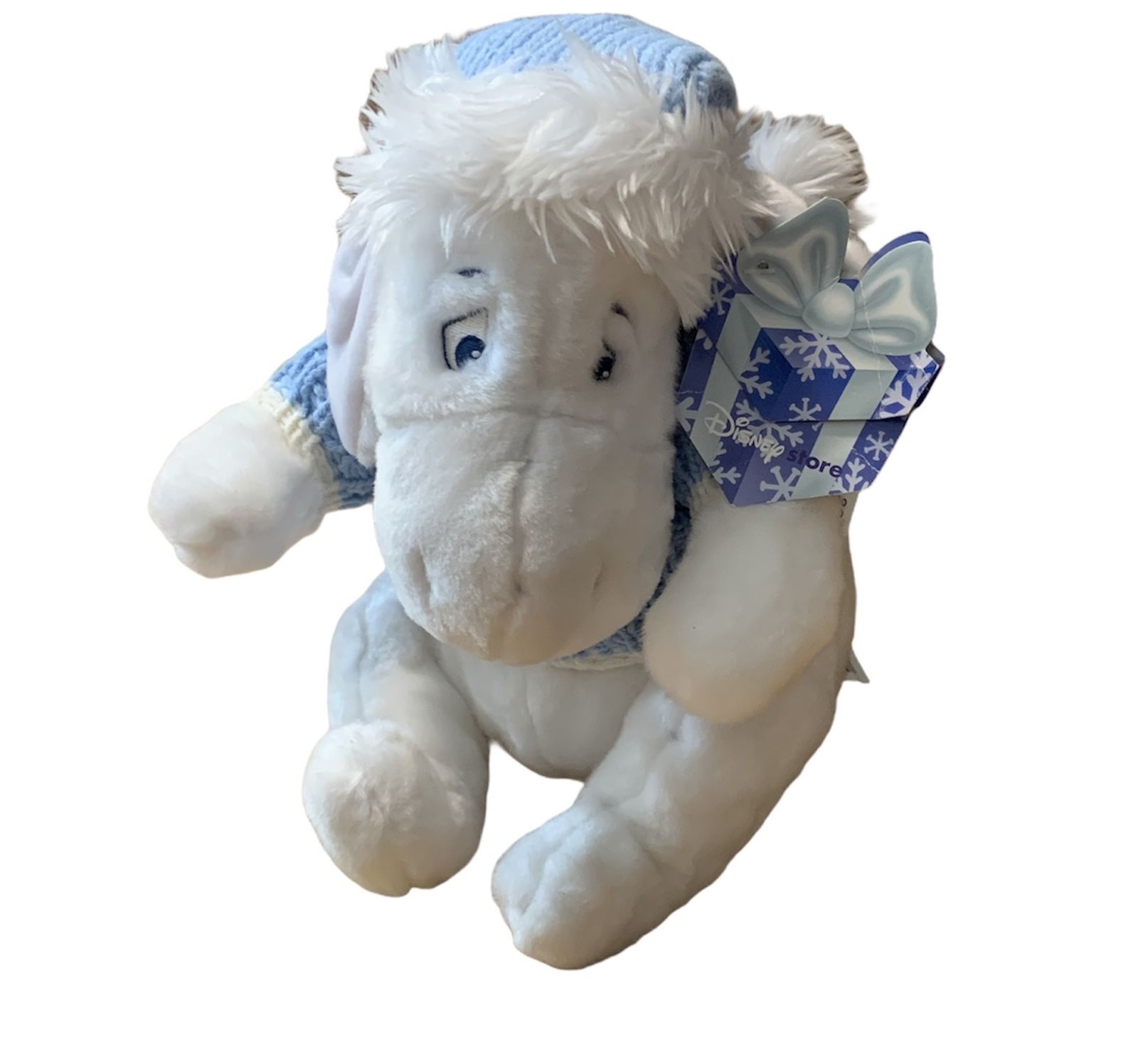 EEYORE DISNEY STORE Exclusive Sweater White Eeyore Blue White Plush 12 inches