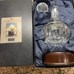 Extremely Rare Mint Titanic 1st Class Stuart White Star Line Cut Crystal Carafe W/ Wooden Base/Top